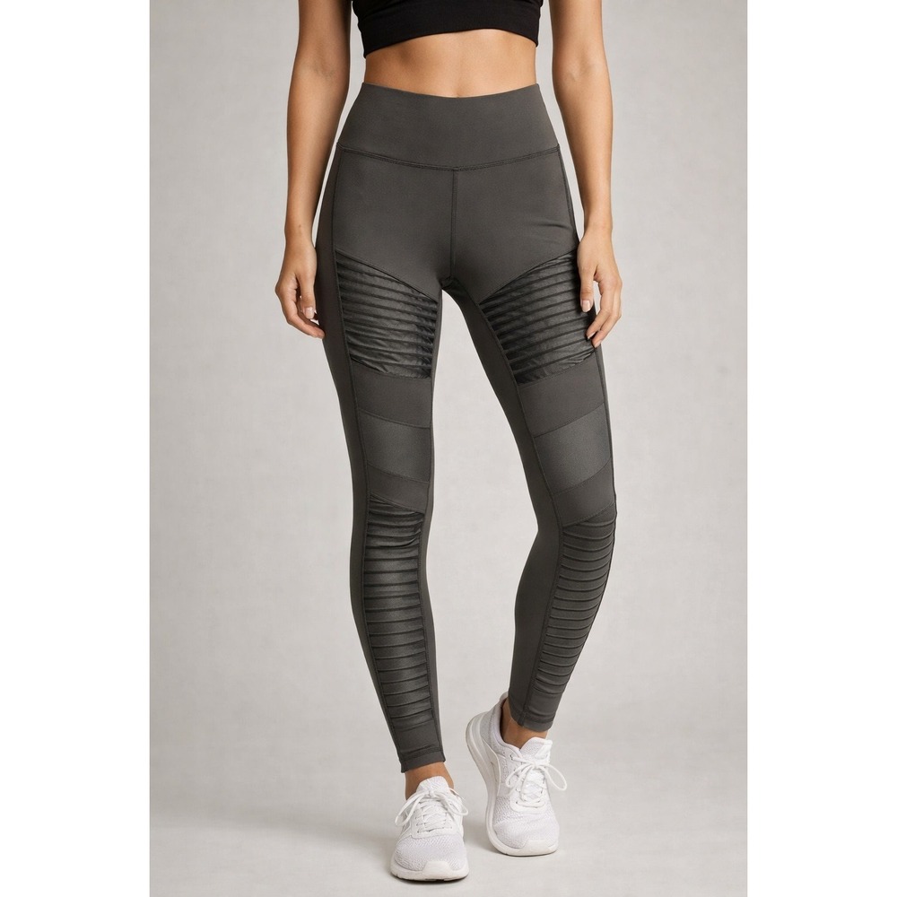 Alo Yoga High Waist Moto Leggings Charcoal Gray Size S Athleisure Gorpcore